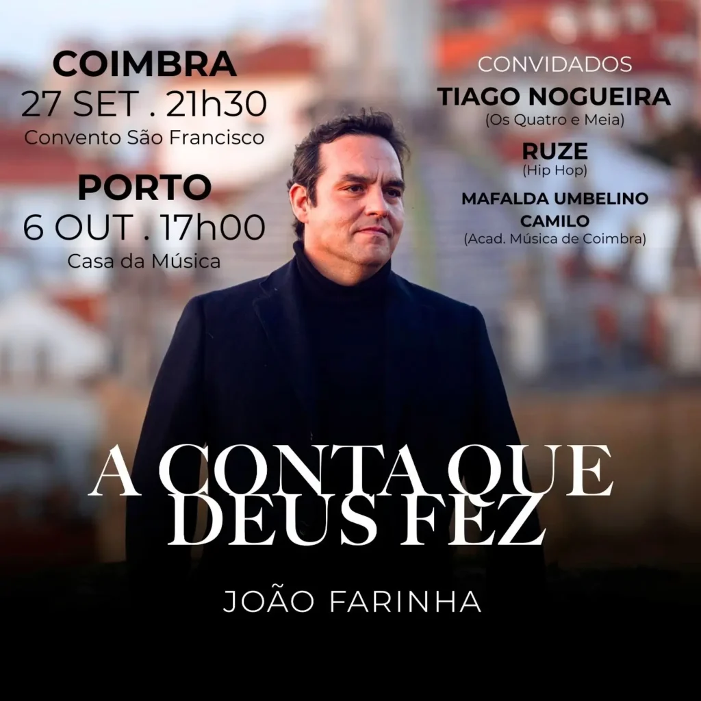 JOÃO FARINHA APRESENTA NOVO DISCO “A CONTA QUE DEUS FEZ” EM COIMBRA E PORTO